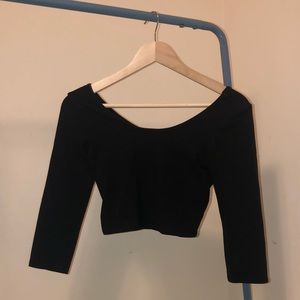 Black Charlotte Russe Crop Long Sleeve Crop Top